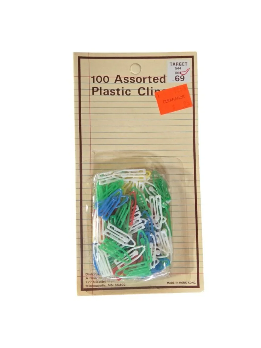 100 Assorted Plastic Clips Multi Color New Old Stock Vintage Target Office